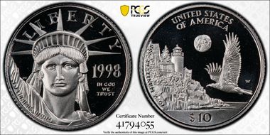 1998-W $10 Statue of Liberty PR69DCAM
