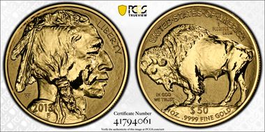 2013-W $50 American Buffalo Rev PR 100th Anniversary .9999 Fine Gold PR69