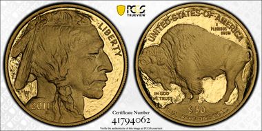 2011-W $50 American Buffalo .9999 Fine Gold PR70DCAM