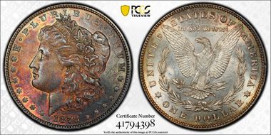 1878 7TF $1 Reverse of 1878 AU58+