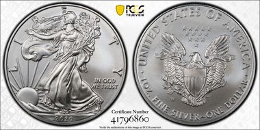 2020-W $1 Burnished Silver Eagle SP70