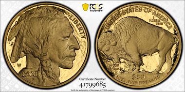 2008-W $50 American Buffalo First Strike .9999 Fine Gold PR70DCAM