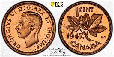 1947 1C Maple Leaf SP64RD