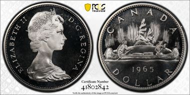1965 S$1 Type 1 Sm Beads, Pt 5 Ag PL66CAM