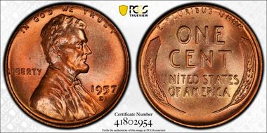1957-D 1C MS67+ RD