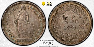 1894 A 1/2 Fr KM-23 MS63