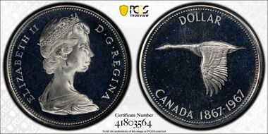 1967 S$1 PL67DCAM