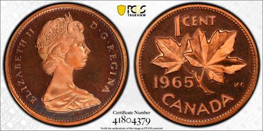 1965 1C Type 2, Sm Beads, Bl 5 PR66CAM
