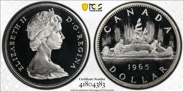 1965 S$1 Type 2 Sm Beads, Bl 5 PR67CAM