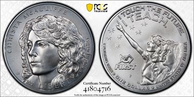 2021-P $1 Christa McAuliffe First Strike MS70