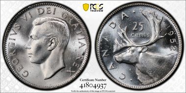 1952 25C Low Relief MS65
