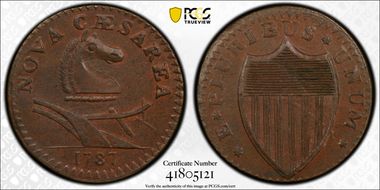 1787 NJ 1/2P Maris 43-d, Bulbous Nose MS64BN