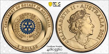 2021 $1 Centenary of Rotary MS67
