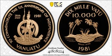 1981 10000 V 1st Ann. of Independence PR70DCAM