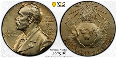 (1995)V10 Medal Alfred Nobel Science Gilt Ag Nominating Committee SP67