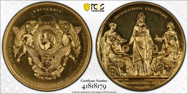 1876 AE Medal GW-932, Danish, Gilt SP63