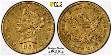 1851-O $10 AU58