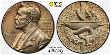 (1982)H10  Medal Alfred Nobel Medicine Gilt Ag Nominating Committee SP64
