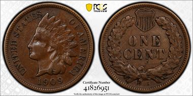 1909-S 1C Indian VF35BN