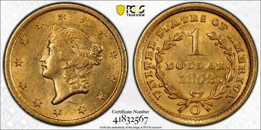1852-O G$1 MS62