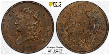 1833 1/2C Cohen 1 AU58BN
