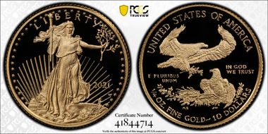 2021-W $10 Gold Eagle - Type 1 First Strike PR70DCAM
