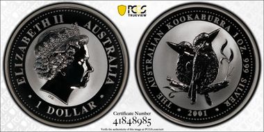 2001 $1 Kookaburra Ag MS69