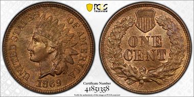 1869/69 1C RPD, S-4, FS-303 MS66BN