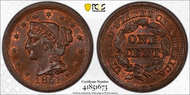 1851 1C Newcomb 30 MS64RB