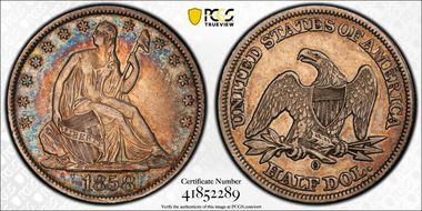 1858-O 50C XF40