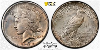 1921 $1 High Relief, Peace N1