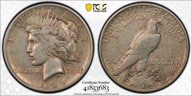 1921 $1 High Relief, Peace XF40