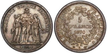 1870-A 5 Fr Gad-745 Hercule F-334 MS65