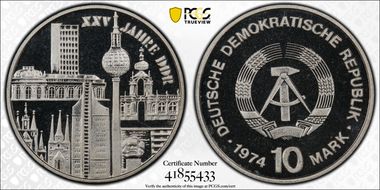 1974 10 Mk 25th Year DDR KM-51 PR68DCAM