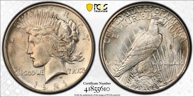 1921 $1 VAM 1A, Field Break Peace MS65