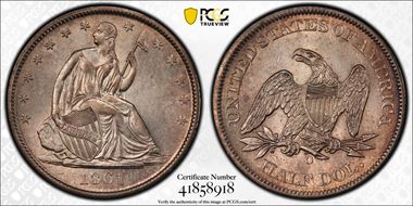 1861-O 50C W-08, LA Issue AU58