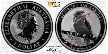 2021-P $1 Kookaburra Ag MS70