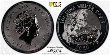 2020 £2 The Valiant - St. George Ag MS69