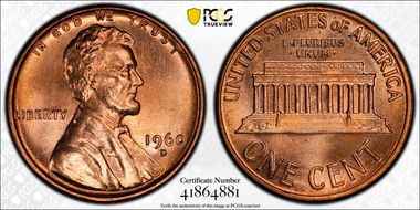 1960-D 1C Small Date MS66+ RD