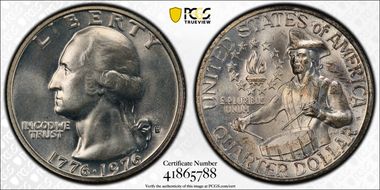 1976-S 25C Silver MS66