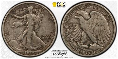 1917-S 50C Obverse VF30