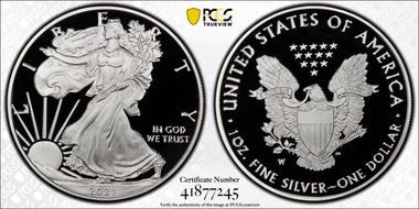 2021-W  $1 Silver Eagle - Type 1 First Strike PR70DCAM