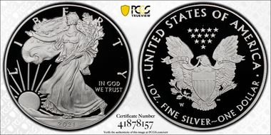 2021-W  $1 Silver Eagle - Type 1 PR70DCAM