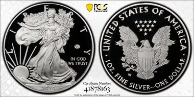 2020-W  $1 Silver Eagle - v75 Privy PR70DCAM
