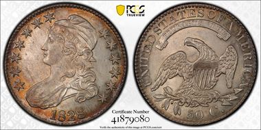 1828 50C Square Base 2, Large 8s MS63