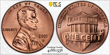 2021-D 1C Shield Early Find MS67RD