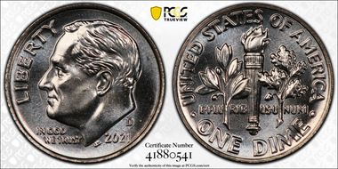 2021-D 10C Early Find MS67FB