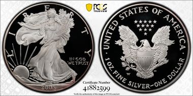 2005-W $1 Silver Eagle PR69DCAM