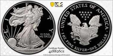 2007-W $1 Silver Eagle PR69DCAM