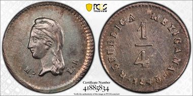 1843-Mo LR 1/4 R MS63